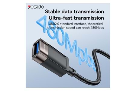 Yesido GS26 1.5M USB to Dişi USB 480 Mbps Data Aktarım Hızlı Dönüştürücü Kablo