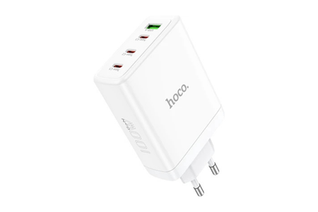 Hoco N31 Leader PD 100W 3 Adet Type-C 1 Adet USB Şarj Aleti - Beyaz