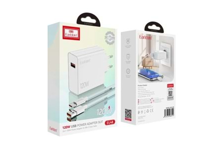 Earldom EU48 120W USB QC 3.0 Çıkışlı ve USB to Type-C Kablolu PD Hızlı Şarj Cihazı - Beyaz