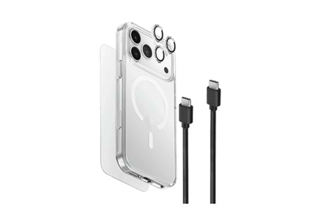 Uniq Apple iPhone 18 Pro Clearvue Essential (60W Kablo Dahil) Magsafe 4in1 Set Kapak - Şeffaf