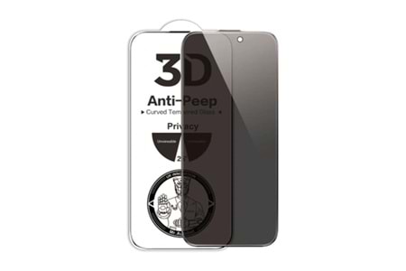 URR Apple iPhone 16 Pro Max 3D Anti-Peep Curved Hayalet Cam Ekran Koruyucu