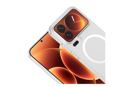 Xiaomi 17 Pro Max Kamera Korumalı M-Safe Şarj Özellikli Şeffaf Zore London Sert PC Kapak