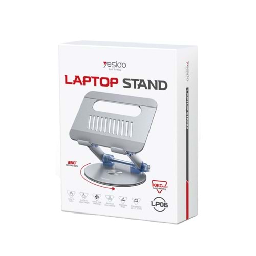 Yesido LP06 360 Derece Ayarlanabilir Metal Laptop Standı - Gümüş