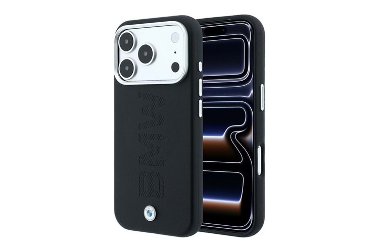 Apple iPhone 18 Pro Kılıf BMW Orjinal Lisanslı M-safe Şarj Özellikli Ortalı Sıcak Damga Logolu Deri Kapak