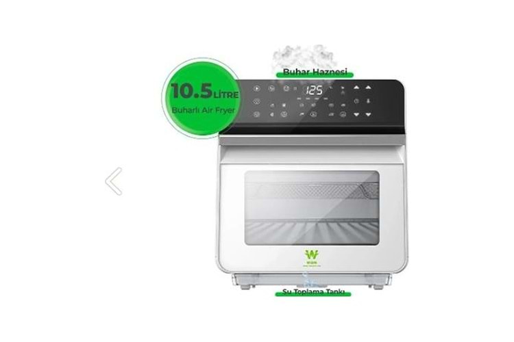 Wiami Airfryer 10.5 L Buharlı Hava Fritözü SIFIR 24 AY GARANTİLİ BEYAZ