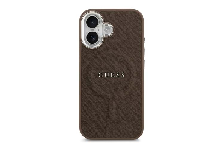 Apple iPhone 17 Kılıf Guess Orjinal Lisanslı M-safe Şarj Özellikli Klasik Yazı Logolu PU Deri Kapak