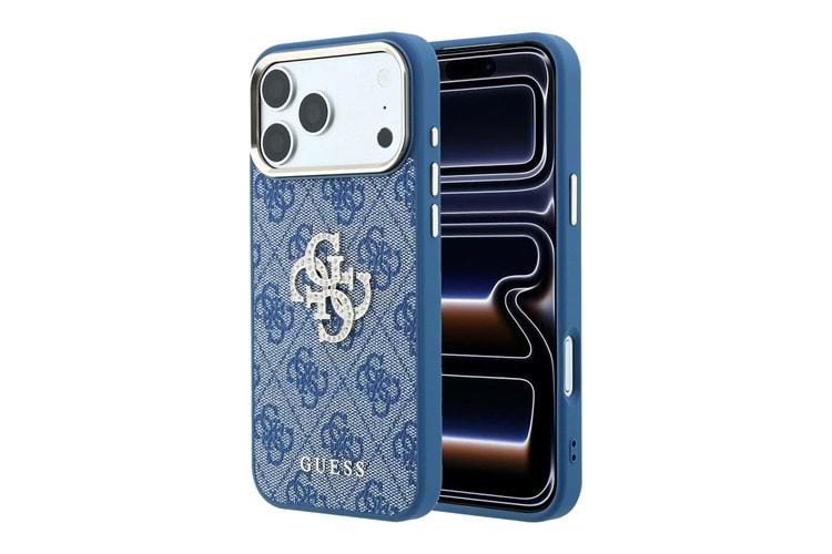 Apple iPhone 18 Pro Max Kılıf Guess Orjinal Lisanslı M-safe Şarj Özellikli Gül Desenli Simli Yazı Logolu Kapak