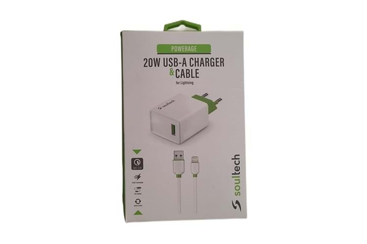 Soultech SC180B-I 20W USB-A Charger USB-A To Lightning Kablo