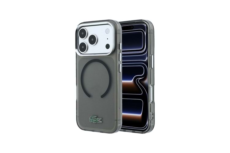 Apple iPhone 18 Pro Kılıf Lacoste Orjinal Lisanslı M-safe Şarj Özellikli Lake Timsah Logolu IML Frosted Kapak