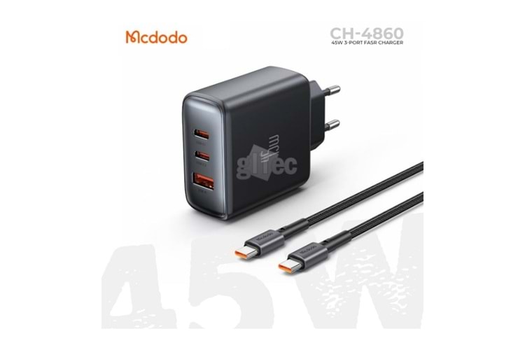 Mcdodo CH -4861 3-Port 45W Typce Hızlı Şarj Seti