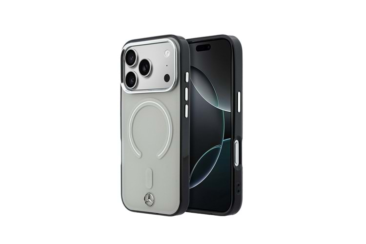 Apple iPhone 17 Pro Max Kılıf Mercedes Benz Orjinal Lisanslı M-safe Şarj Özellikli Saydam Yüzey İkonik 3D Metal Logolu Kapak