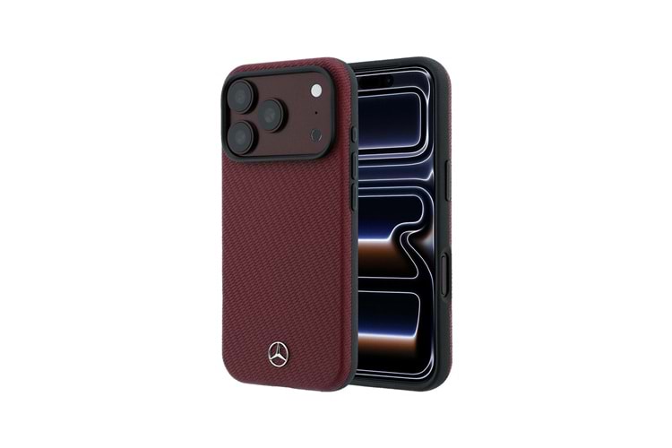 Apple iPhone 18 Pro Max Kılıf Mercedes Benz Orjinal Lisanslı M-safe Şarj Özellikli 3D Metal Logolu Wrap Wood Deri Kapak