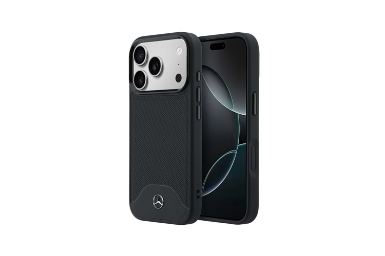Apple iPhone 17 Pro Max Kılıf Mercedes Benz Orjinal Lisanslı M-safe Şarj Özellikli 3D Metal Logolu Wood Deri Dokumalı Kapak