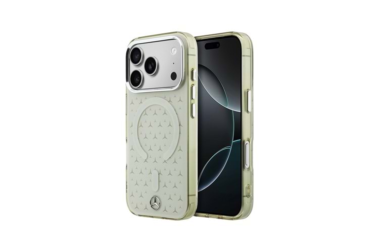 Apple iPhone 17 Pro Max Kılıf Mercedes Benz Orjinal Lisanslı M-Safe Şarj Özellikli Çift Katmanlı Yıldız Desenli Dizayn Kapak