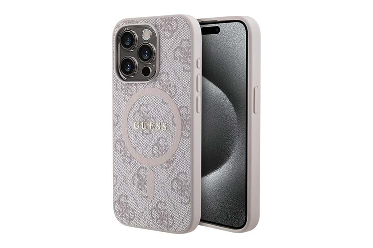 GUESS HC MAGSAFE PU 4G RING CLASSIC LOGO PINK IP14 PRO MAX