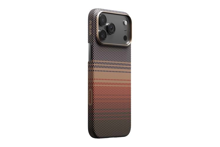 Apple iPhone 17 Pro Kılıf M-safe Şarj Özellikli Aramid Fiber Pitaka Tactile Woven Sunset-Moonrise Serisi Kapak