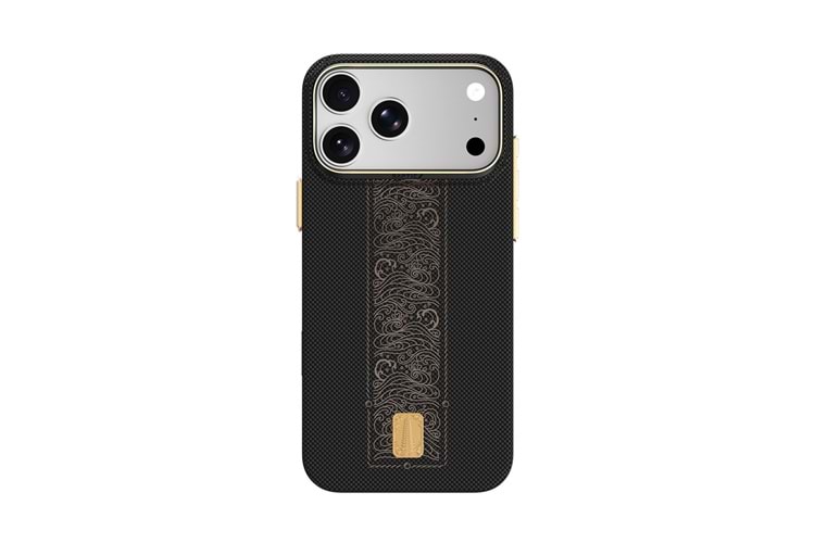 Apple iPhone 18 Pro Max Kılıf M-safe Şarj Özellikli Raptic Aramid Skin Rise Serisi 24 Ayar Altın Kaplamalı Karbon Kapak