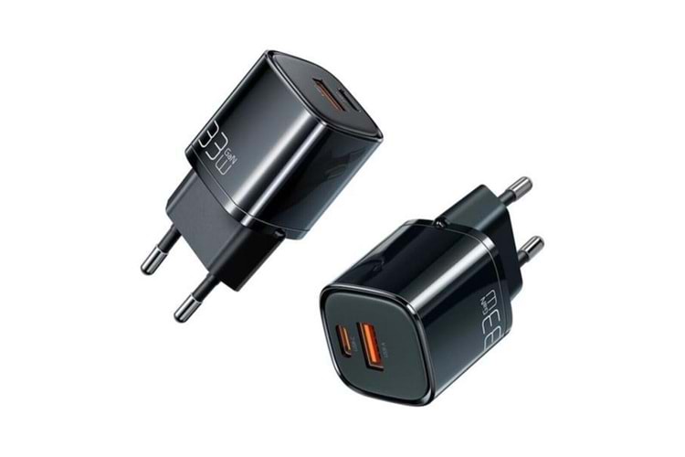 CH-015 33W Gan Pd 1xUsb 1XType-C Girişli Mini Hızlı Şarj Aleti - Siyah