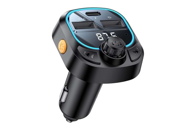 Yesido Y70 RGB 1 Adet 15W Type-C ve 1 Adet 15W USB Çıkışlı BT 5.3 FM Transmitter - Siyah