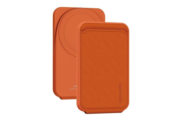 Keephone MagFold Deri Manyetik Cüzdan - Turuncu / Mavi