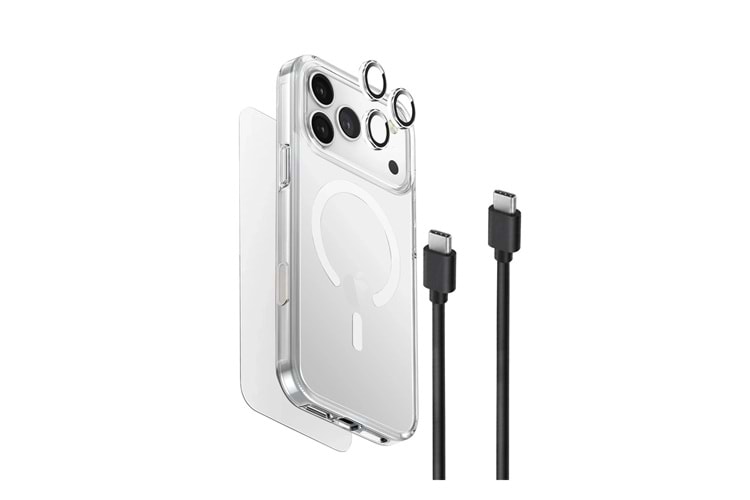 Uniq Apple iPhone 18 Pro Clearvue Essential (60W Kablo Dahil) Magsafe 4in1 Set Kapak - Şeffaf