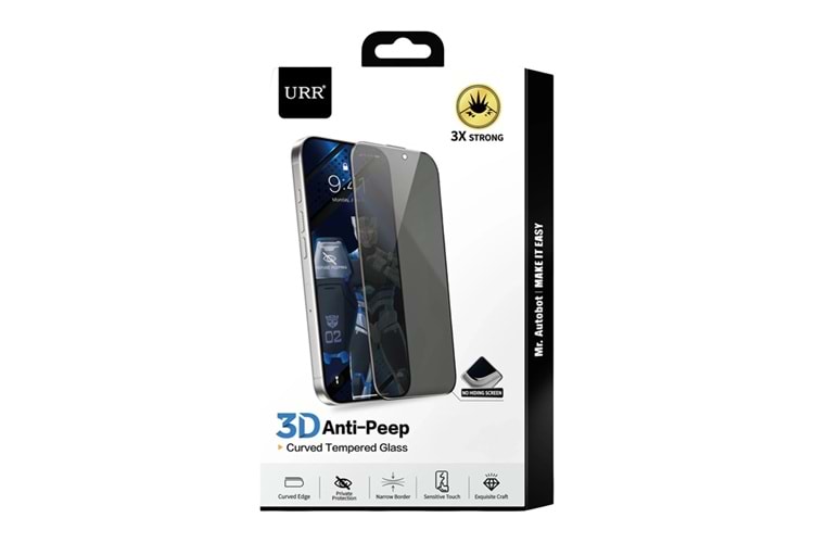 URR Apple iPhone 16 Pro Max 3D Anti-Peep Curved Cam Ekran Koruyucu