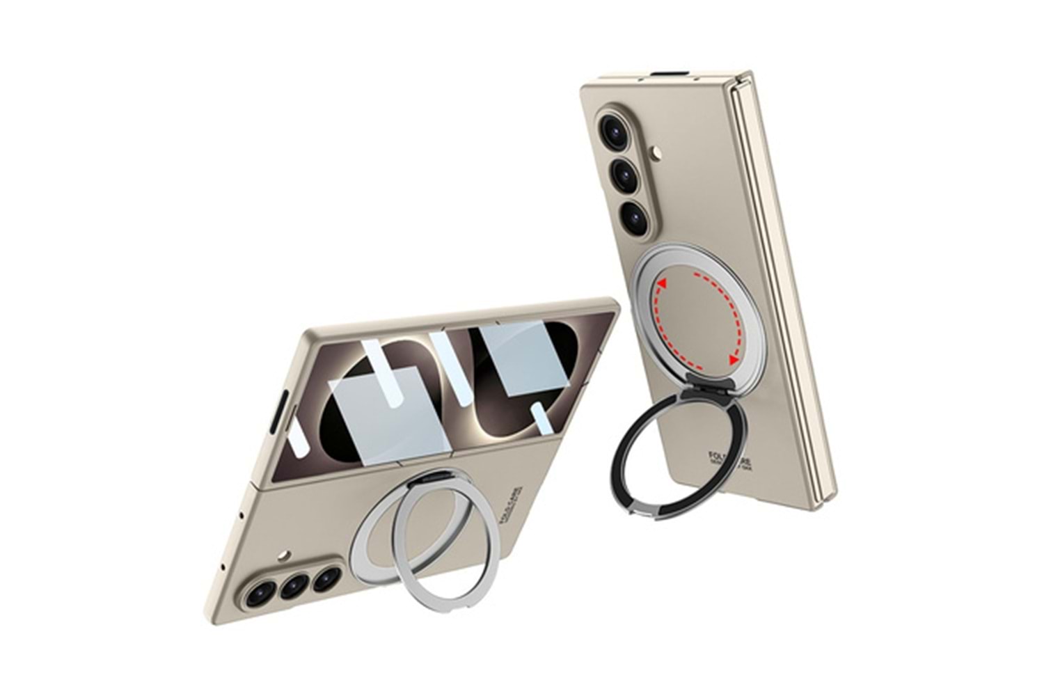 Galaxy Z Flip 8 Kılıf M-safe Şarj Özellikli Zore Kıpta Yüzüklü Kamera Korumalı Kapak