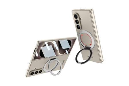 Galaxy Z Flip 8 Kılıf M-safe Şarj Özellikli Zore Kıpta Yüzüklü Kamera Korumalı Kapak