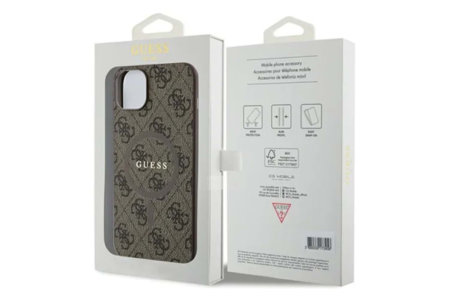 Apple iPhone 15 Kılıf Guess Orjinal Lisanslı M-safe Şarj Özellikli PU Halkalı 4G Desenli Yazı Logolu Kapak