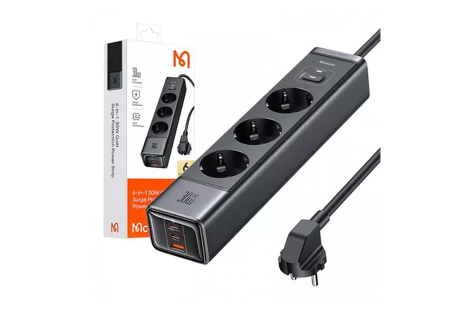 Mcdodo CH-0620 6 İN 1 Gan 30W Hızlı Şarj Cihazı - Priz 2C1A