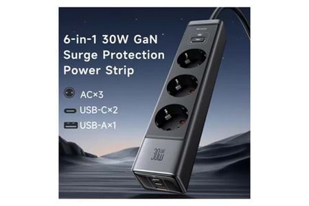 Mcdodo CH-0620 6 İN 1 Gan 30W Hızlı Şarj Cihazı - Priz 2C1A
