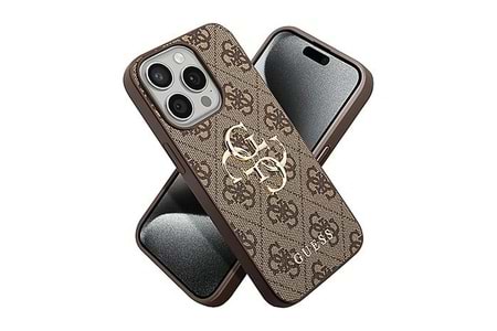 GUESS HC PU LEATHER 4G METAL LOGO BROWN IP15 GUHCP15S4GMGBR