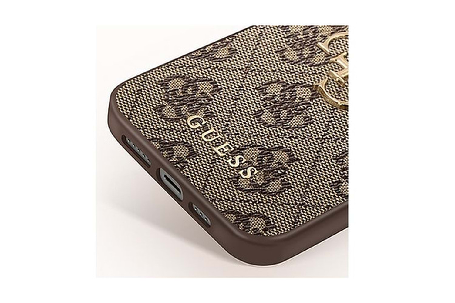 GUESS HC PU LEATHER 4G METAL LOGO BROWN IP15 GUHCP15S4GMGBR