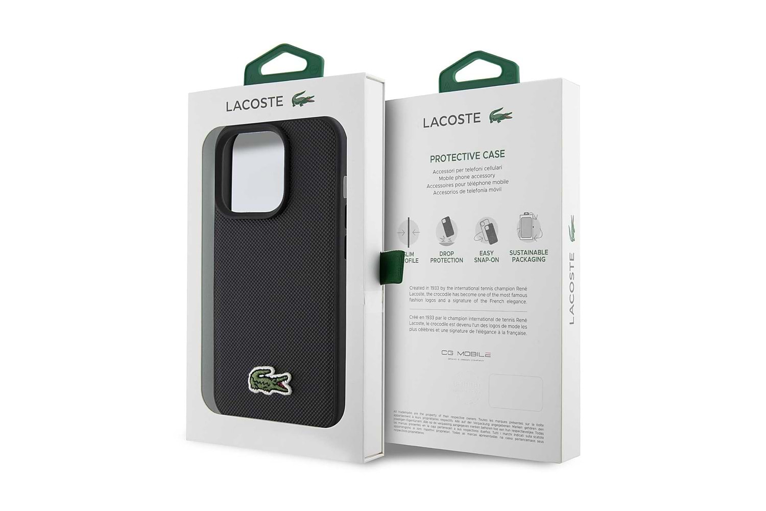 LACOSTE HC W/ STRAP ICONIC PETIT PIQUE PU LOGO BLACK
