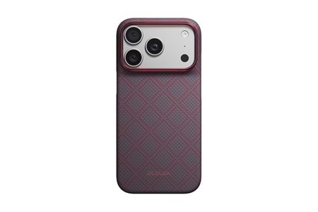 Apple iPhone 18 Pro Max Kılıf M-safe Şarj Özellikli Aramid Karbon Fiber Pitaka Weaving Serisi Kapak