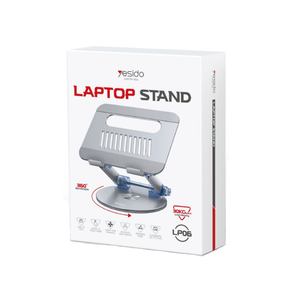 Yesido LP06 360 Derece Ayarlanabilir Metal Laptop Standı - Gümüş