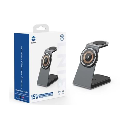 Lito LT-W01 3 in 1 Kablosuz Şarj Ünitesi