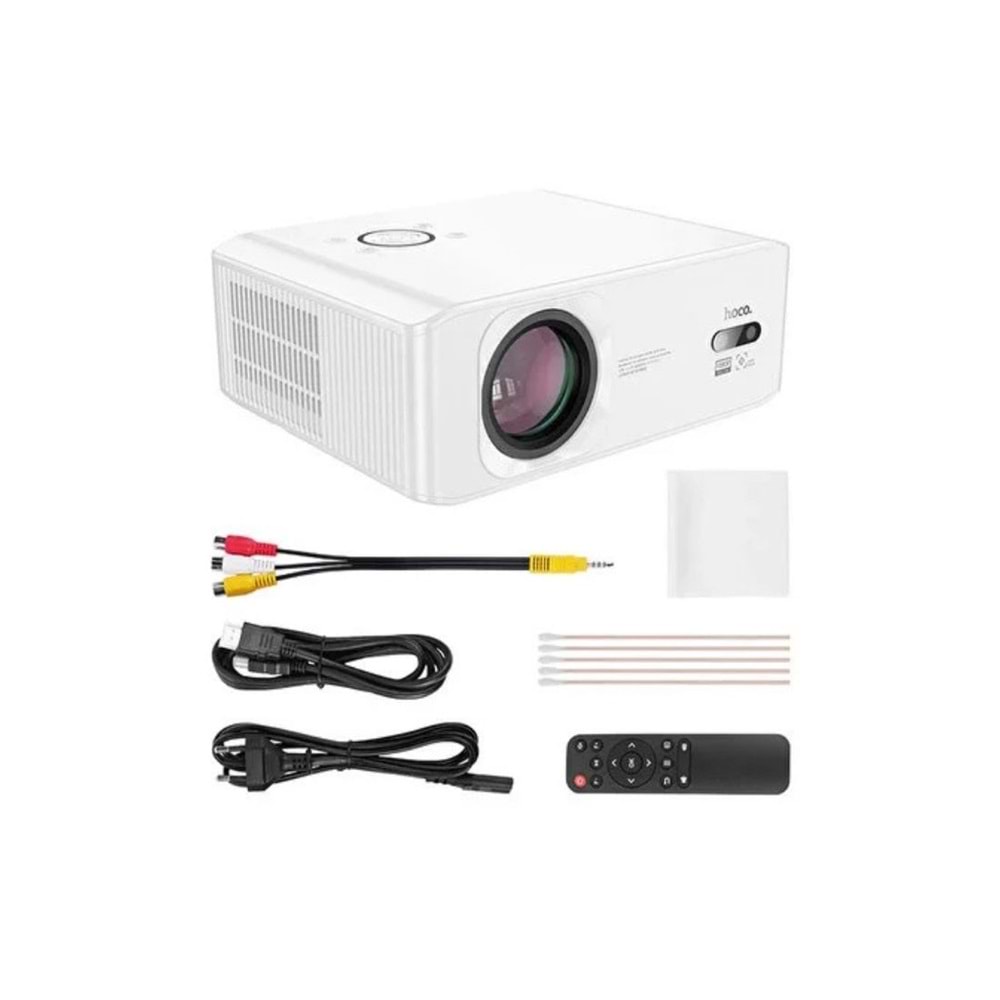Hoco. DT3 Smart Elektrik Otomatik Odaklanma Özellikli 1080P Android Wifi Kablolu Projeksiyon Cihazı - Beyaz