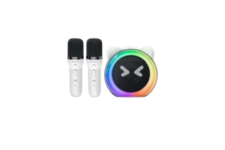 Yesido YSW36 2 Adet Karaoke Mikrofonlu BT 5.3 RGB Kablosuz Hoparlör - Beyaz