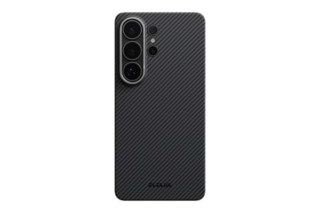 Galaxy S26 Ultra Kılıf M-safe Şarj Özellikli 600D Aramid Fiber Pitaka Ultra-Slim Classic Serisi Black-Grey Twill Kapak