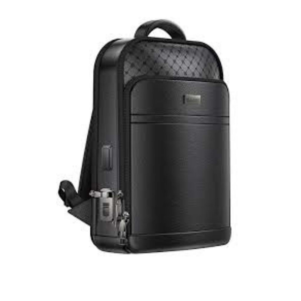 Yesido WB59 Deri Parmak İzi Kilit Güvenlik Özellikli Akıllı Sırt Çantası - Siyah