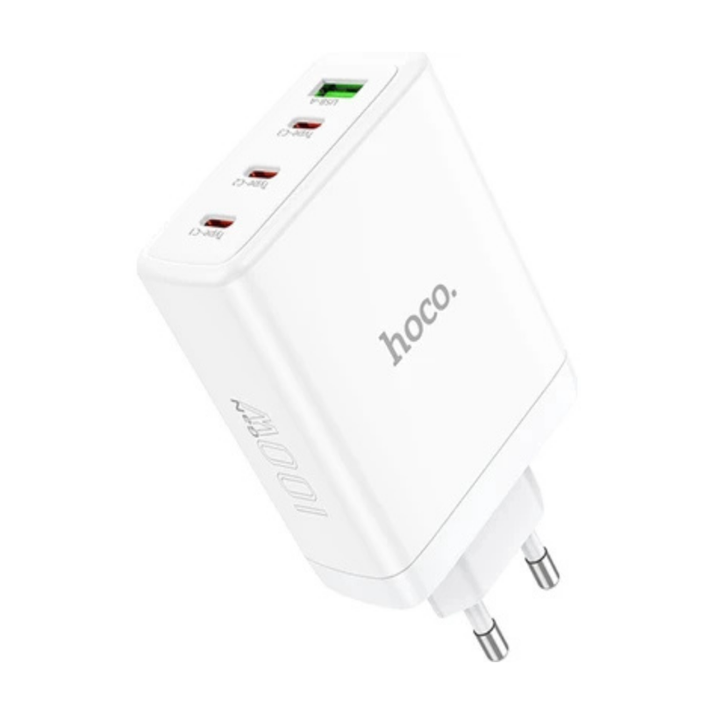 Hoco N31 Leader PD 100W 3 Adet Type-C 1 Adet USB Şarj Aleti - Beyaz