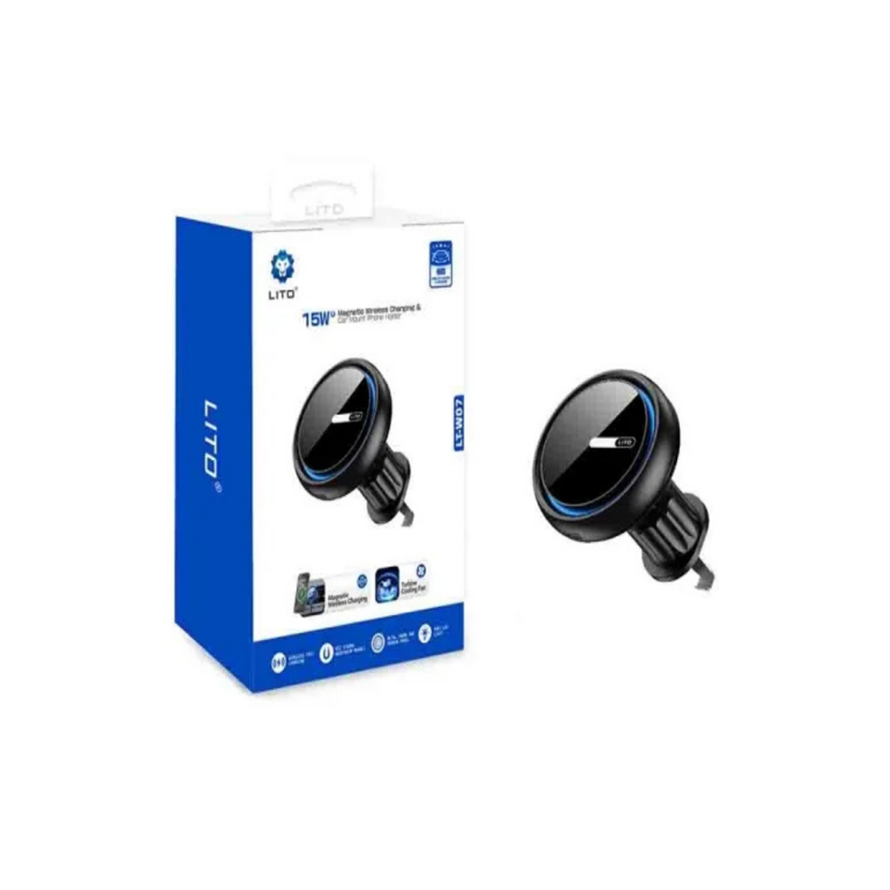 Lito LT-W07 15W Manyetik Kablosuz Şarjlı Araç Tutucu Telefon Tutucu