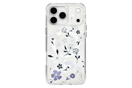 Apple iPhone 17 Pro Max - 17 Pro Kılıf M-safe Şarj Özellikli Şeffaf Arka Yüzey Çiçekli Coehl Amara Kapak